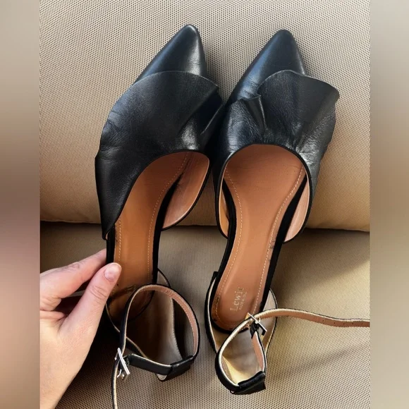 LEWIT Alessia Ruffle Flats with Ankle Straps, Black, Size EU 39,5 - Picture 12 of 15